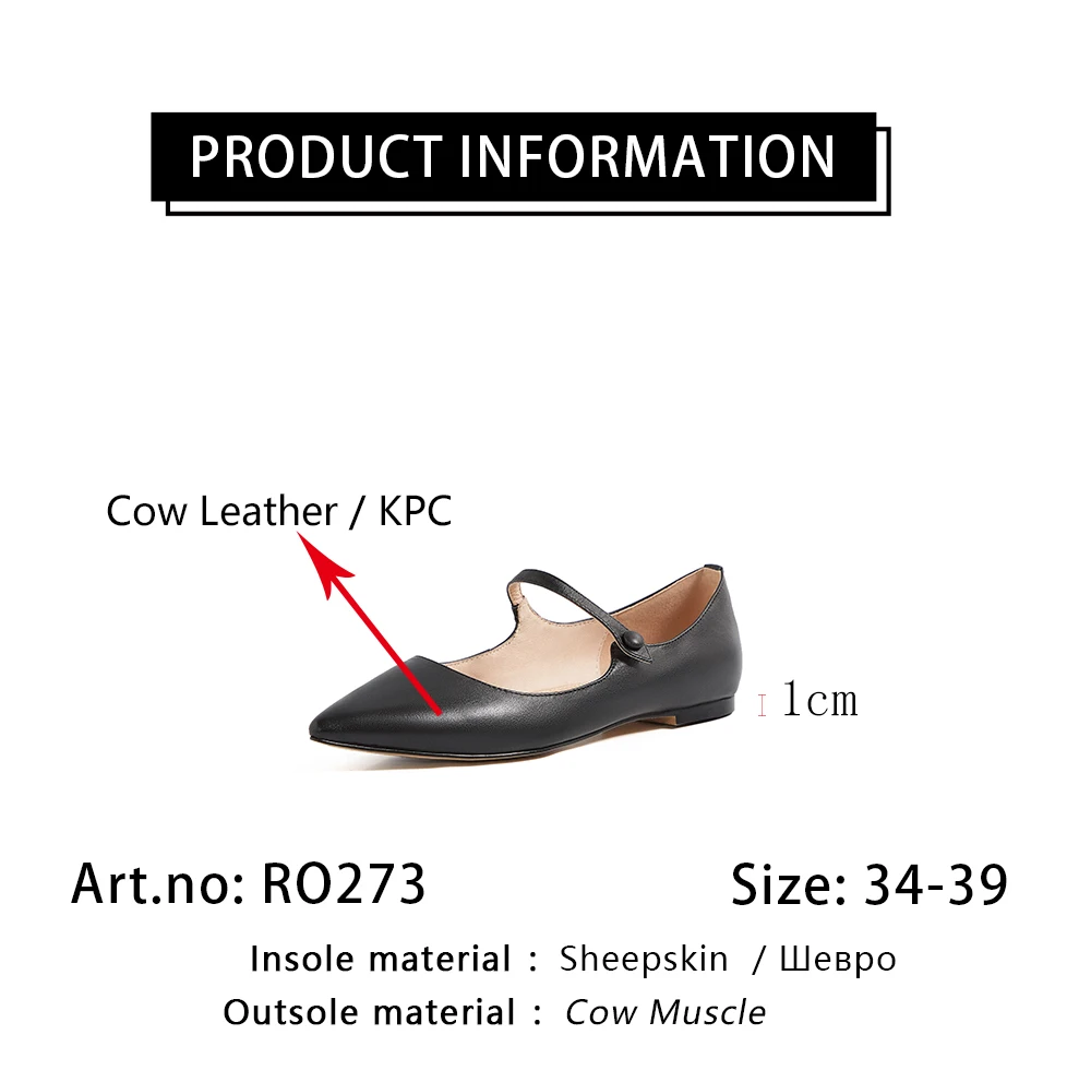 

RJN New Elegant Lady Flats Classic Pointed Toe High Quality Genuine Leather Solid Color Women Shoes Autumn Casual Flats RO273