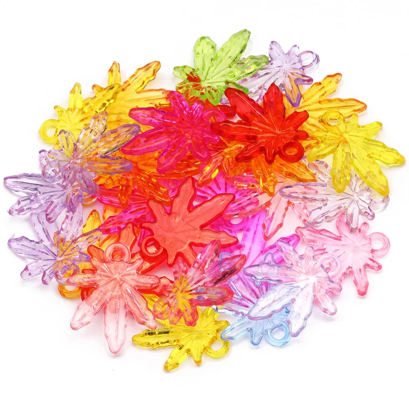 

24x20mm Fashion Transparent Colorful Acrylic Maple Leaf Beads For Jewelry Crafts DIY Pendant Earings Making Jewelry Accessories