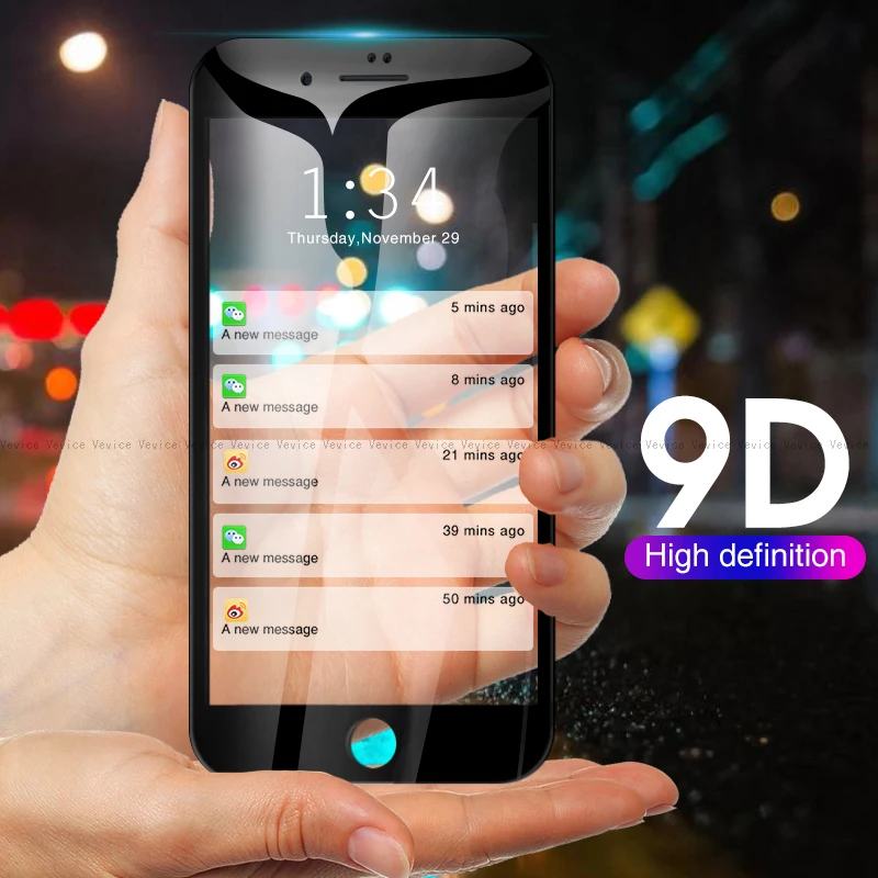 Защитное стекло 9D для iPhone X XS Max XR Xs 6 6S 7 8 Plus 11 | Мобильные телефоны и аксессуары