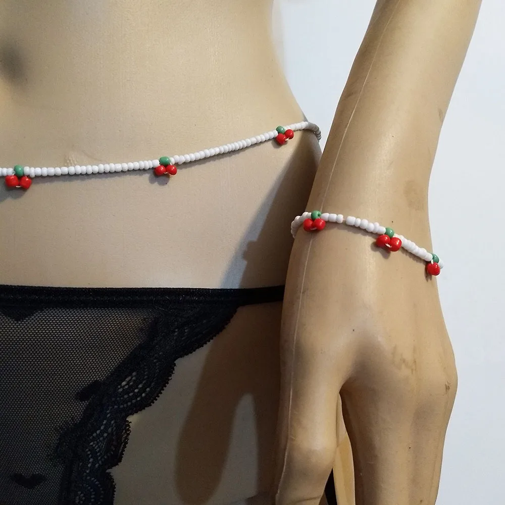 Новое поступление летнее ожерелье ручной работы из бисера красная вишня белая