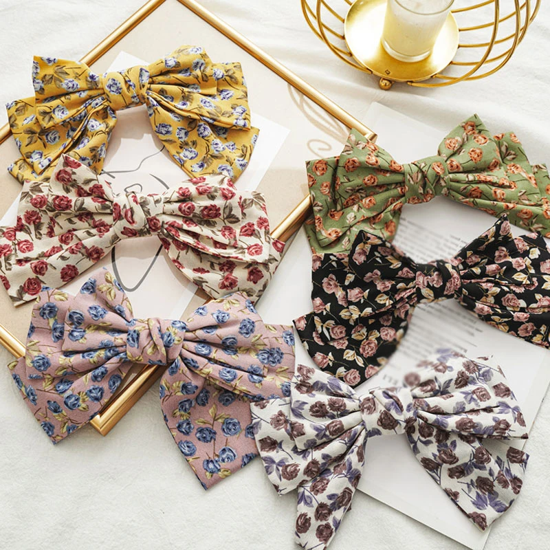 

Bowknot Hairpins Hair Barrettes Rose Floral Hairgrips Hairpin Three Layer Butterfly Women Hair Clip Hair Accessories Spring Clip