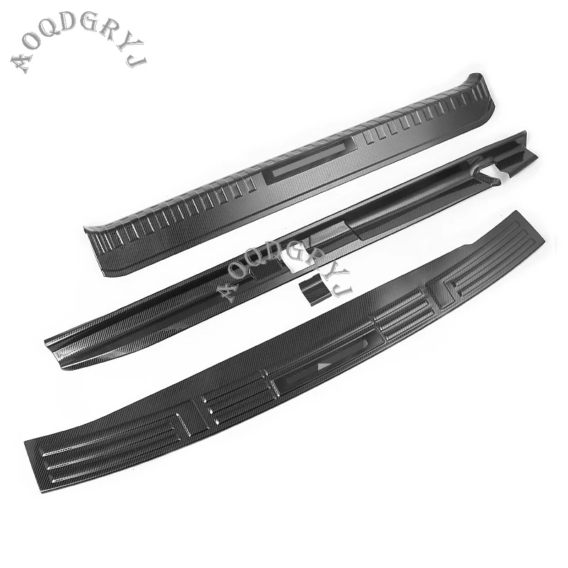 Металлическая Текстура углерода задний багажник протектор бампер пластины