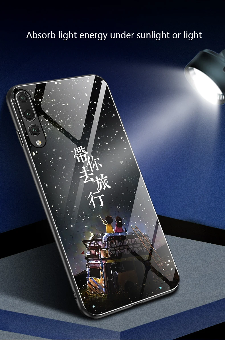 Светящийся чехол для телефона huawei Honor Play 20 Pro 10 9 8 Lite 8X Max для mate 20 P30 P20 Lite Pro для Nova 3 чехол из закаленного стекла