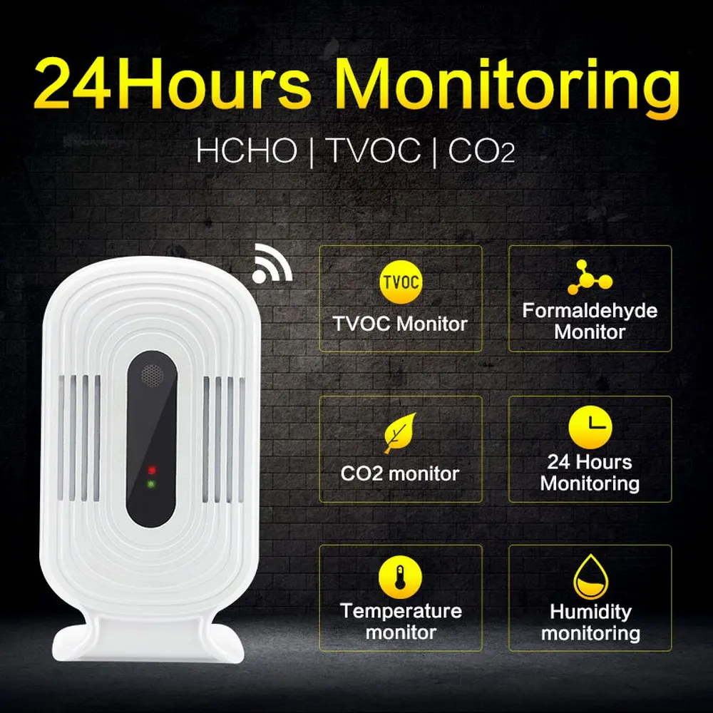 JQ 200Intelligent WI FI домашний счетчик смога CO2 HCHO воздушный анализ качества тестер