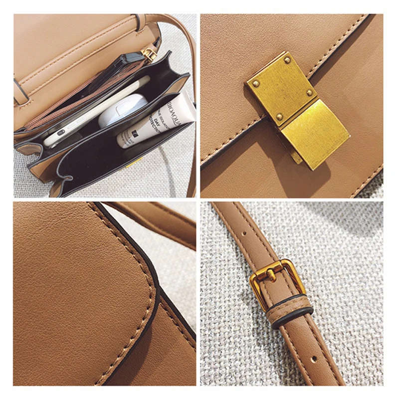 

Casual Solid Square Box Crossbody Bags For Women Design Metal Buckle Women Shoulder Bags Crocodile Pattern Handbags Women's Bag