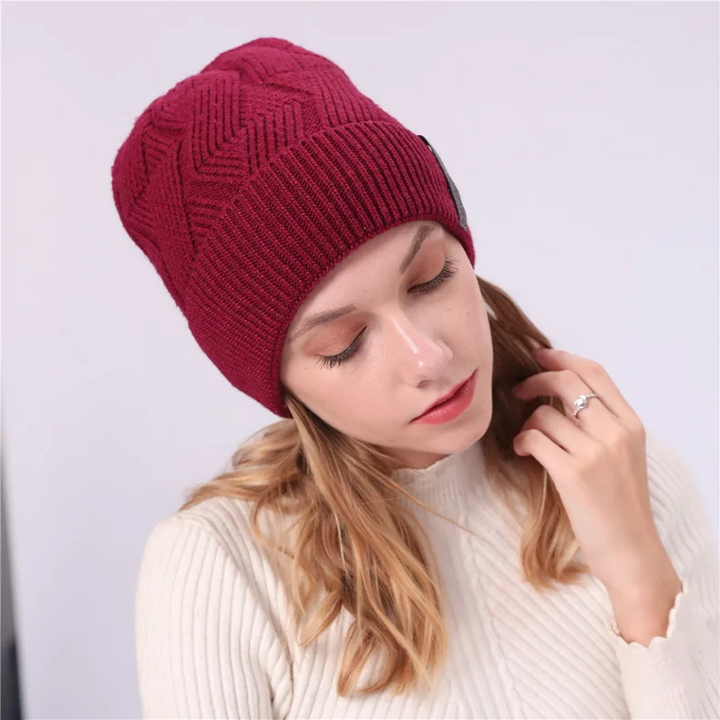 NUZADA брендовые зимние вязанные шапочки Skullies шапочки шапки s мужские женские шерстяные плюс бархатные со стразами шапка с наушниками уличные лыжные теплые шапки