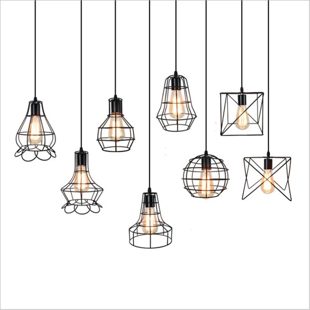 

Retro E27 Cage LED Cord Pendant Light for Corridor Indoor Chandelier Hanging Lamp Loft Iron Cozy for Living Room Aisle 110V 220V