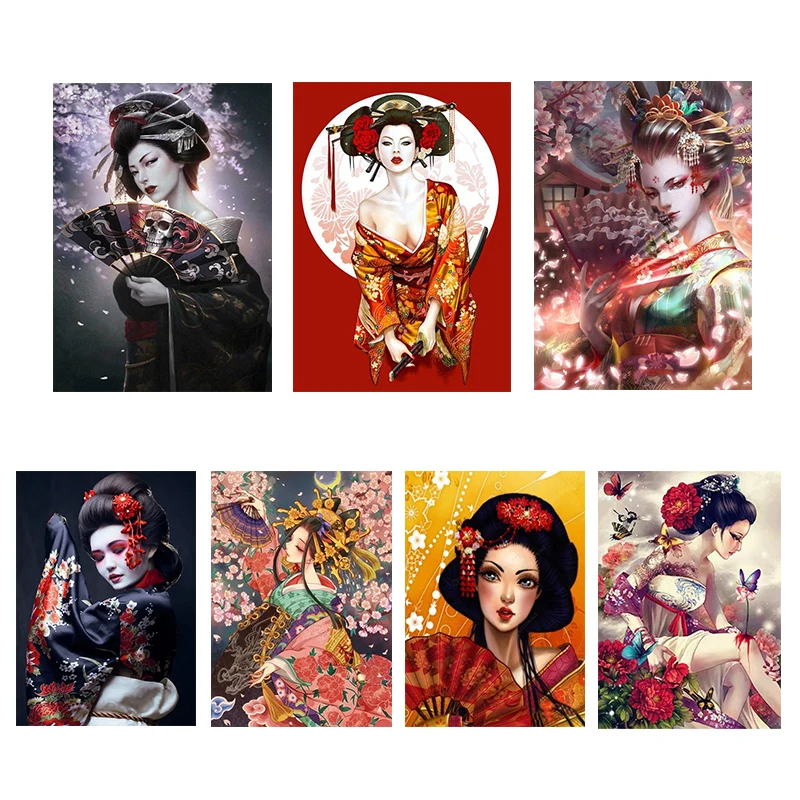 

Japanese geisha beauty kimono woman canvas painting art posters and prints on canvas wall art pictures home decoration gifts