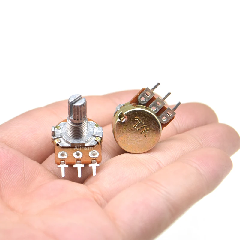 5pcs WH148 B1K B2K B5K B10K B20K B50K B100K B500K 3Pin 15mm Shaft Amplifier Dual Stereo Potentiometer 1K 2K 5K 10K 50K 100K 500K - купить по