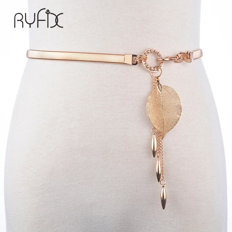 2021 Новый Для женщин гетры с рисунком листьев ремень металлические листья поясом