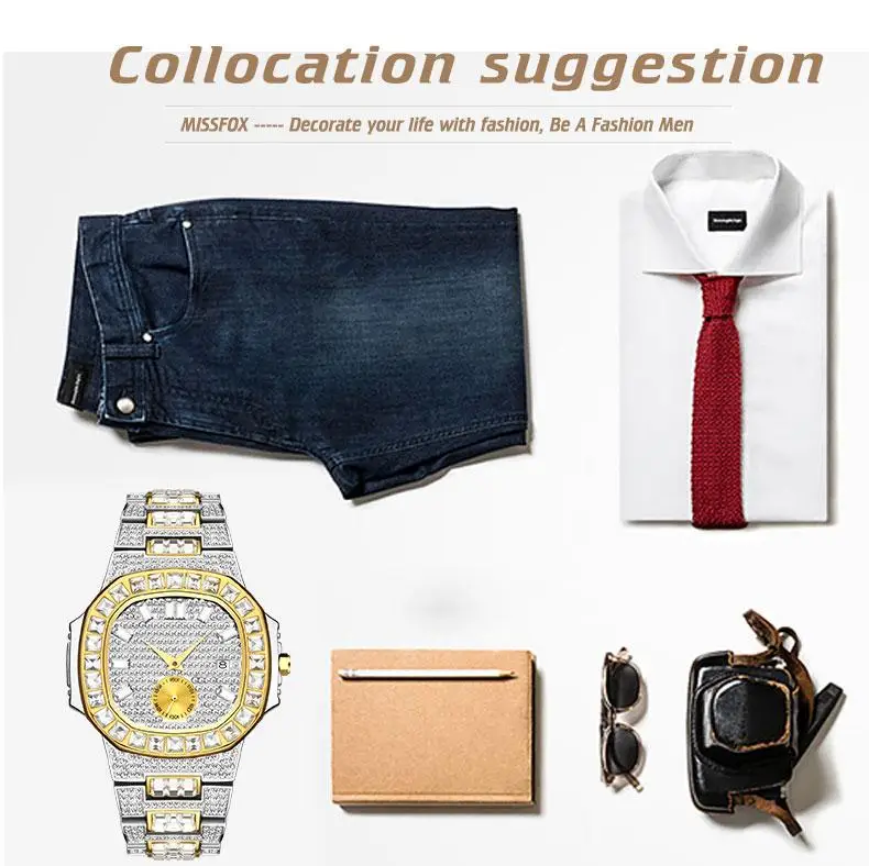 

New Two Tone Gold Patek Watch Nautilus 7014 Designer MISSFOX Men's Watch Quartz Movt Fashion Casual Hot Sale AAA Luxury Watch