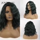 Jonrenau короткий Боб волна темно-зеленый синтетический парик с боковой челкой для женщин термостойкие парики для косплея Лолиты
