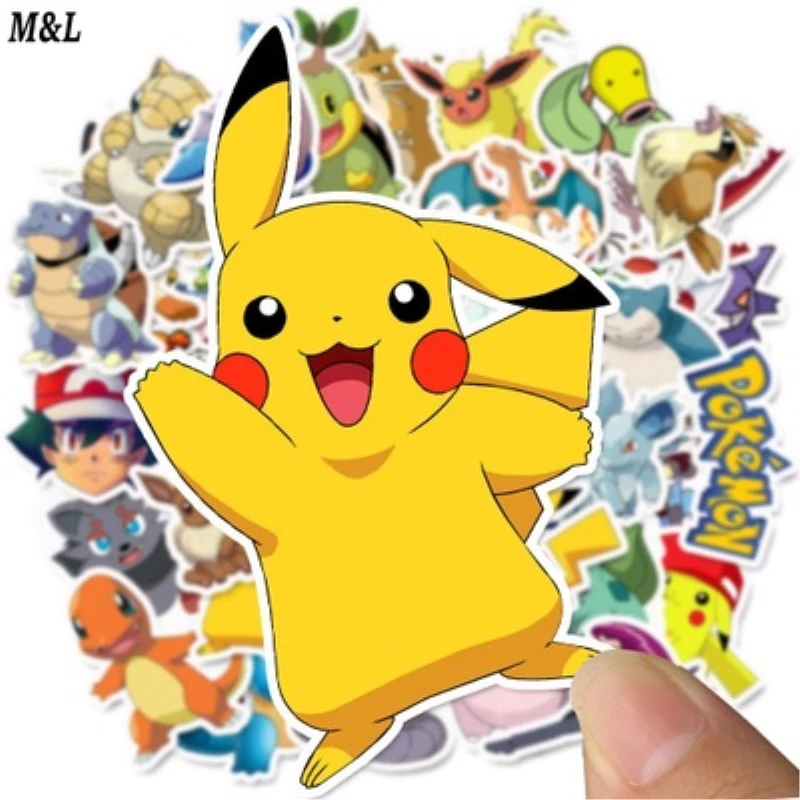 Pegatinas de pokemon de 40/50/100 Uds para equipaje, monopat&iacute;n, tel&eacute;fono, port&aacute;til, Moto, bicicleta, pegatina de pared para guitarra, pegatina impermeable DIY-4