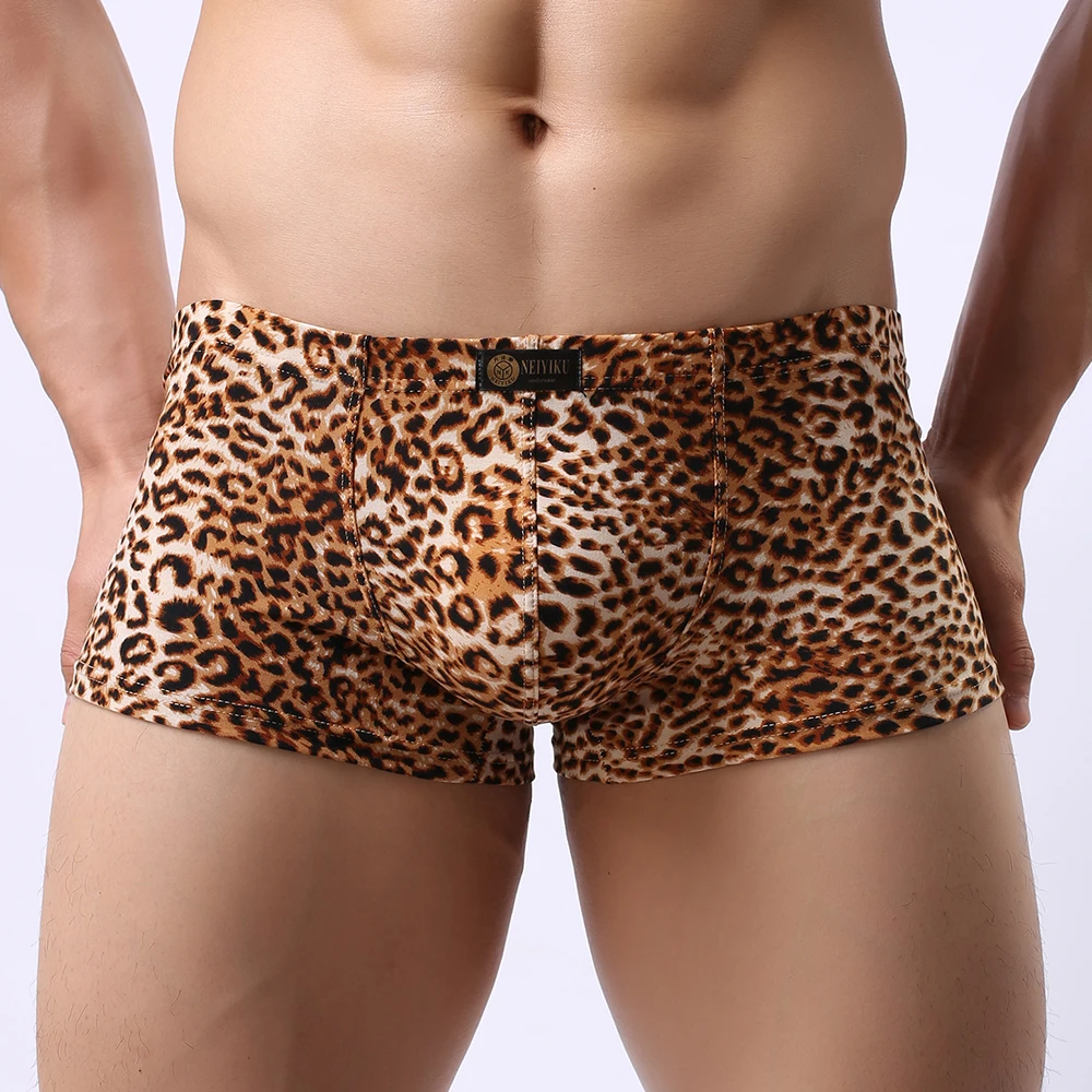 Men's Breathable Shorts Tunks Underwear Leopard Panties Boxer Briefs Underpants Men Boxer Shorts Breathable