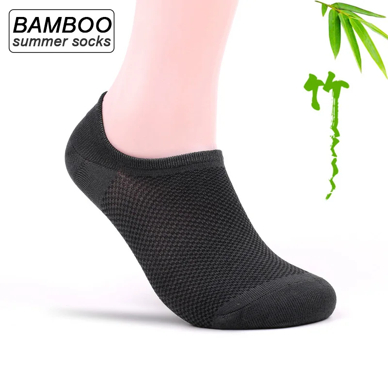 

10Pairs/lot Bamboo Fiber Men's Boat Socks Black Business Male Mesh Breathable Summer Men Socks High Quality