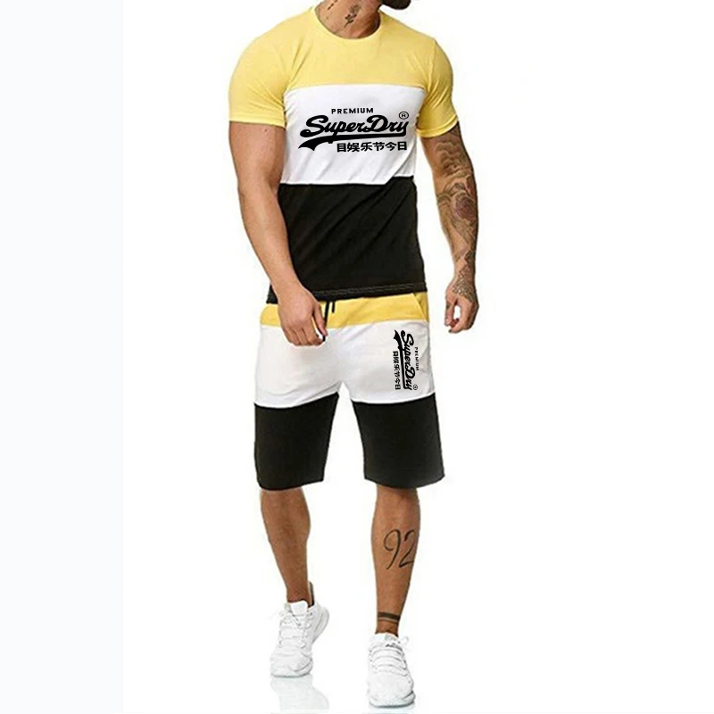 Костюм спортивный Мужской Быстросохнущий из 2 предметов футболка с коротким