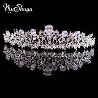 niushuya crystal rhinestones cubic zircon wedding tiara bridesmaids girls cz bridal kids princess pageant headband crown