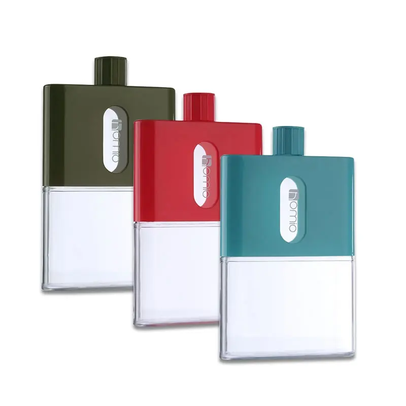 

2021 new Portable 530ml A5 Size outdoor Water Bottle Creative Plastic Travel Sports Paper Square Flat Kettle for students