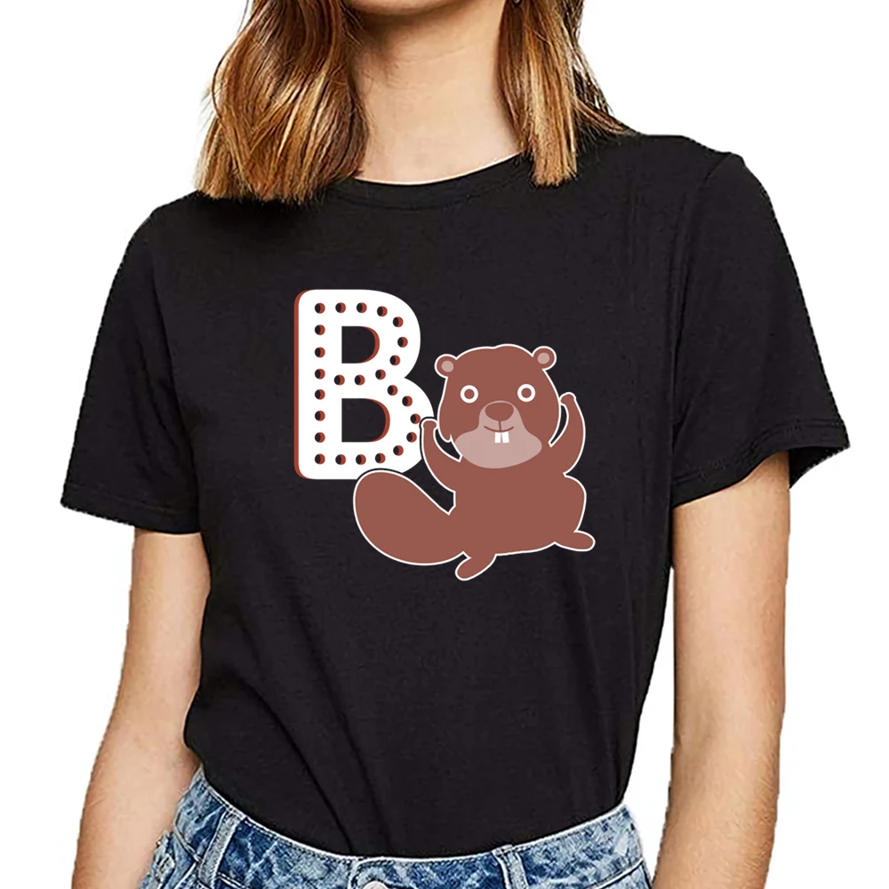 

Tops T Shirt Women beaver Funny Harajuku Print Female Tshirt