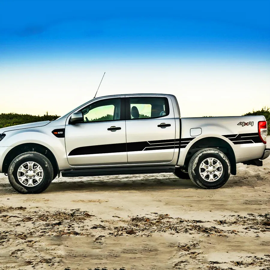

2 Pcs racing styling door side stripe graphic Vinyl car sticker for Ford ranger wildtrak 2012 2013 2014 2015 2016 2017 2018 2019
