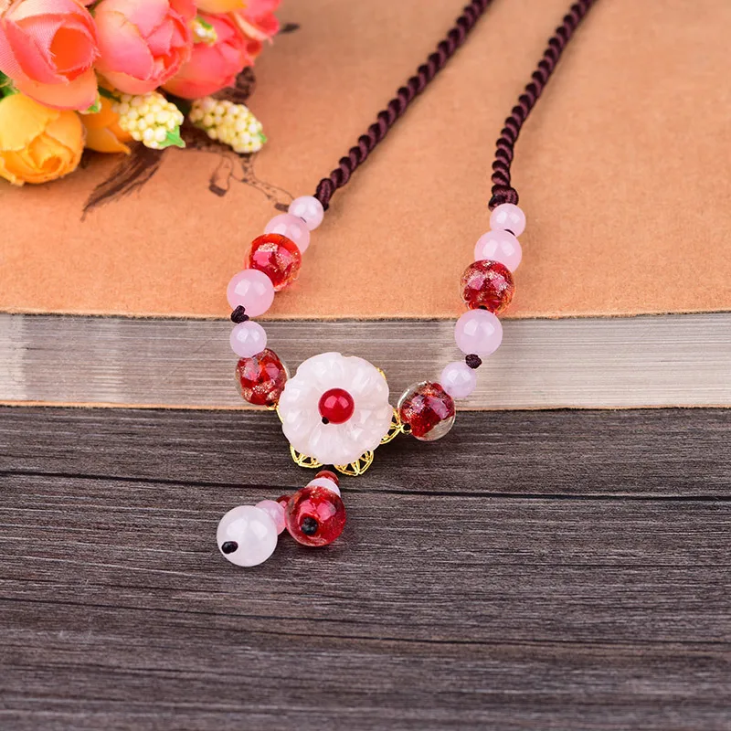 Оригинальное винтажное ожерелье с цветной глазурью и кристаллами | Украшения