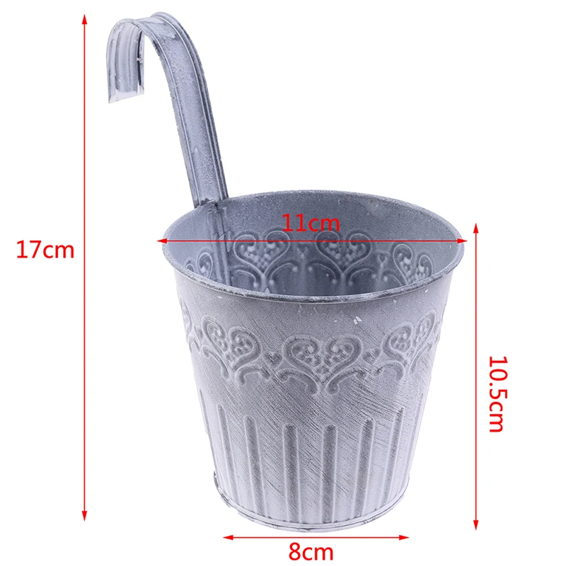 Винтажное Оловянное цветочное ведро для балкона подвесной цветок с крючком