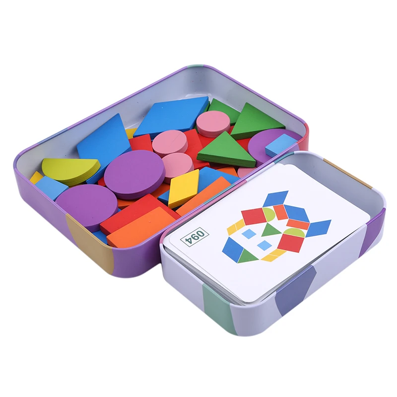 

Wooden Montessori Jigsaw Puzzles Toy Iron Box Fun Puzzle Baby Model Building Kits Puzzle Children's Educational Puzzle Wood Toys