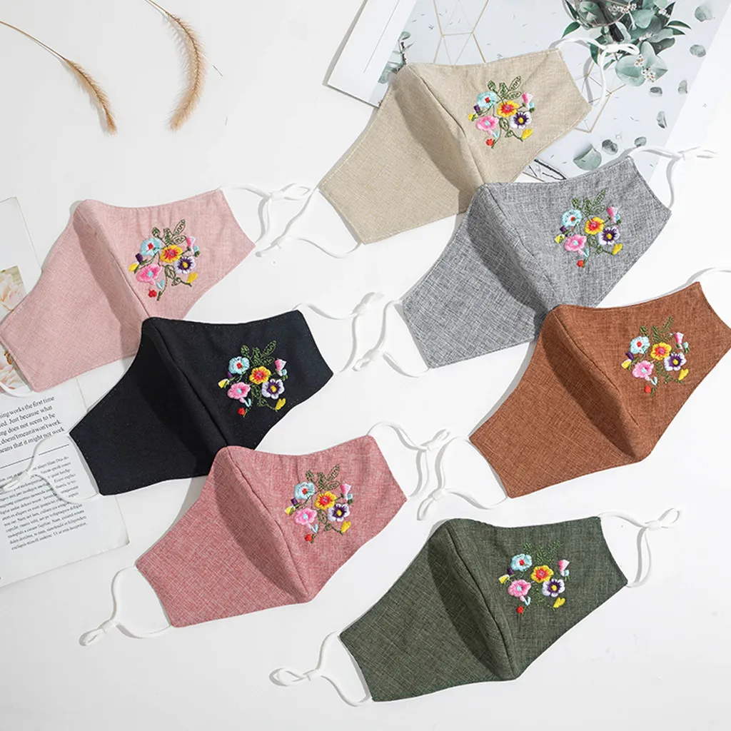 

Flower Face Mask Printed Masks Cotton Fabric Adult Protective Pm 2.5 Dust Mouth Cover Washable Reusable Mouth Mask Mouth-muffle