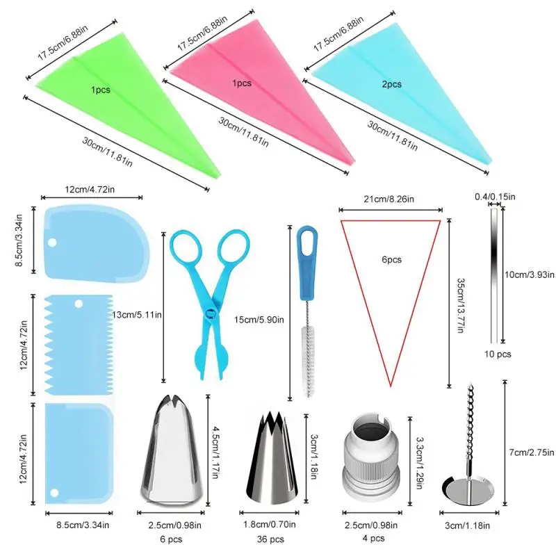 

Cake Decorating Baking Pastry Tools 72PCS Cake Kit Supplies Set Tools Piping Tips Pastry Icing Bags Nozzles