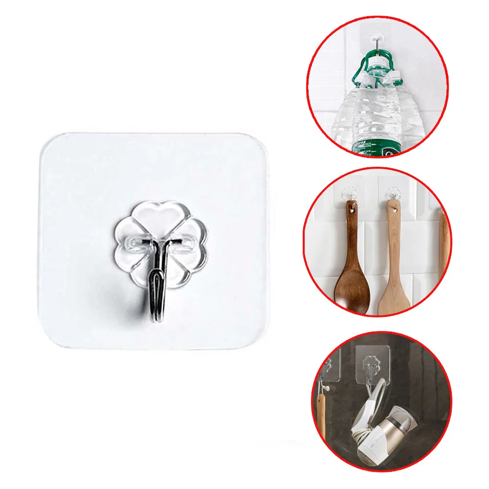 

10/5 PCS Transparent Hanger Hook Bathroom Storage Waterproof Strong Self Adhesive Hooks Hook Rack Kitchen Bathroom Sucker Hooks