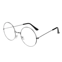 metal retro round glasses clear lens ultralight eyeglasses reading decorative props fashion women man literature flat glasses