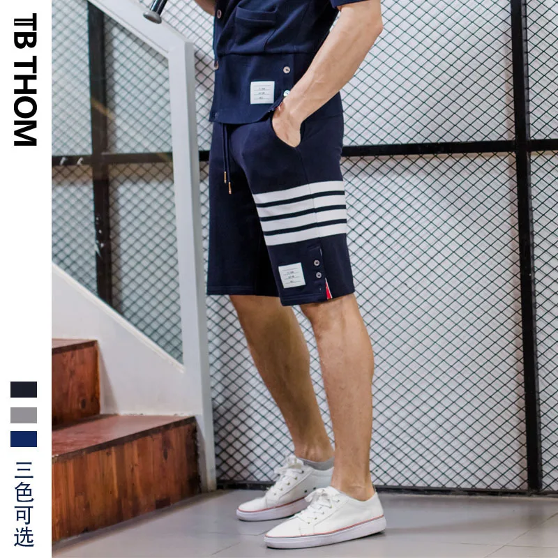 

THOM 2021 TB men's dyed casual shorts with button stripe summer sport shorts men 100% cotton short pants male