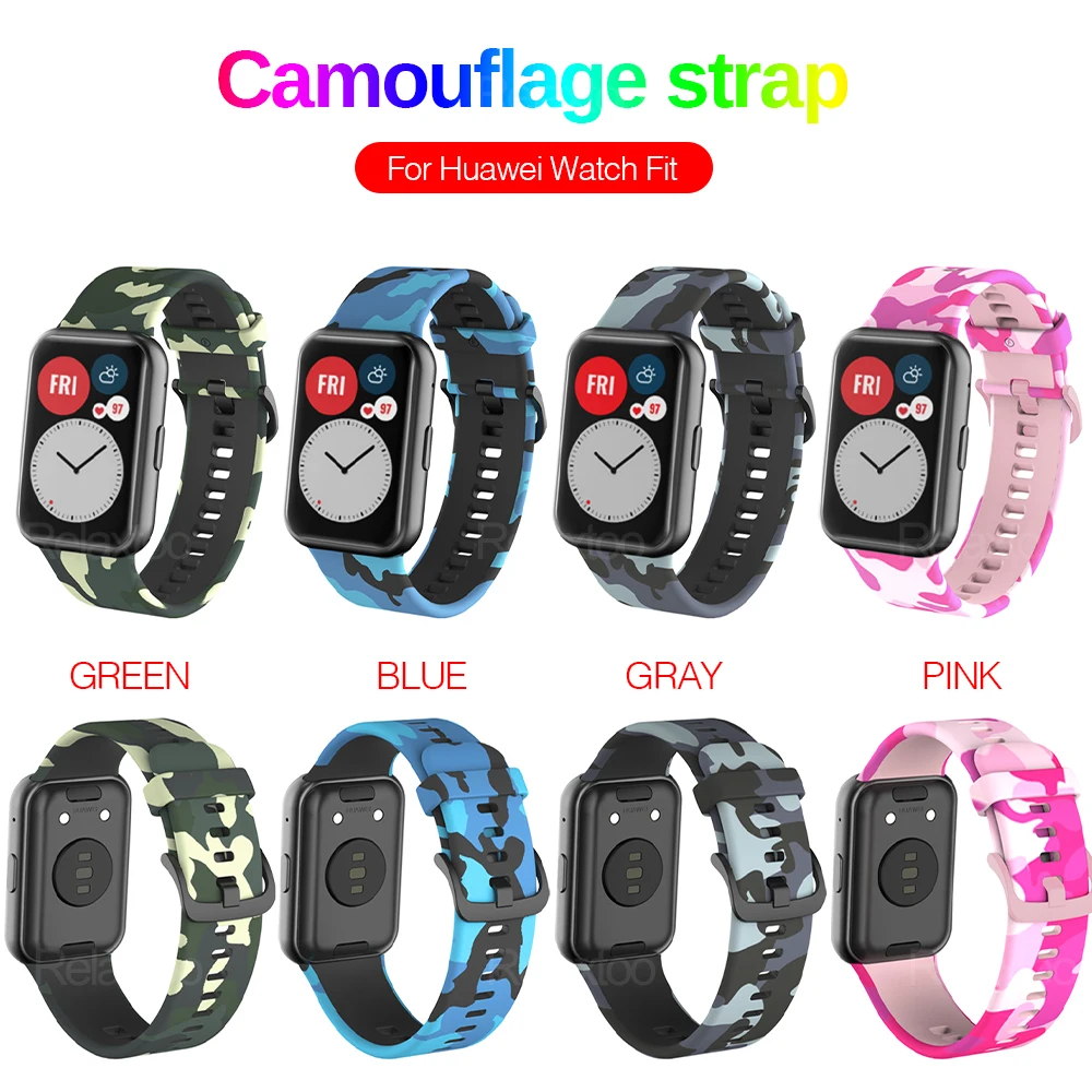 

Camouflage Rubber Silicone Strap for Huawei Watch Fit Sport Smart Waterproof Wrist Band Watchband Bracelet Accessories watchfit