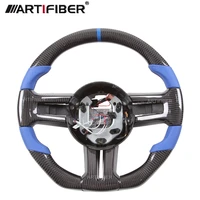 race display 100 real carbon fiber blue steering wheel for mustang