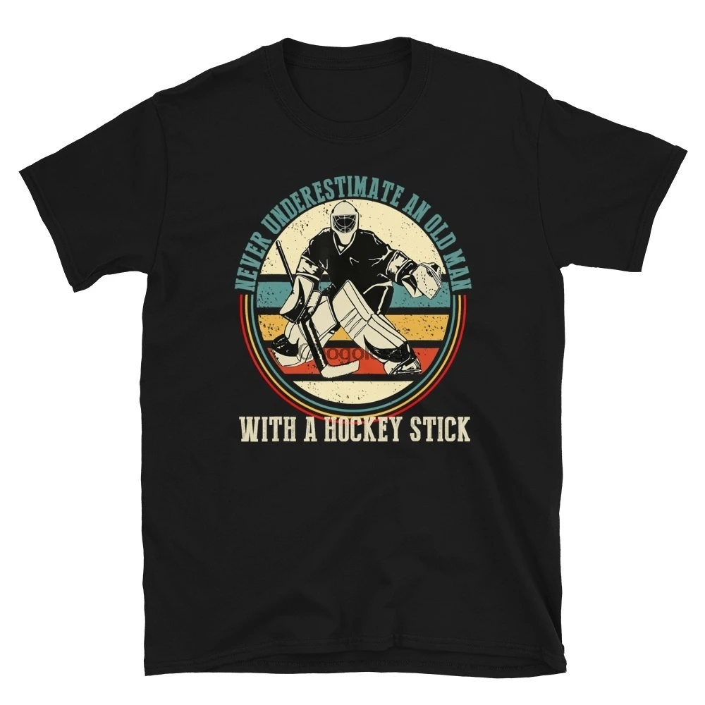 

Tee Mens Never Underestimate An Old Man With A Hockey Stick T Shirt