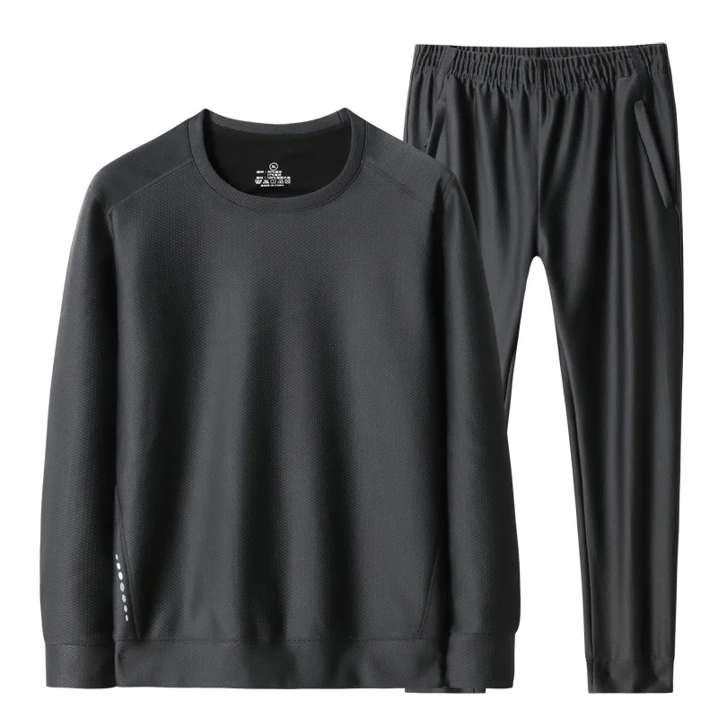 

Winter thick men's fattening plus size round neck Plush sweater suit men's thick warm sports suit