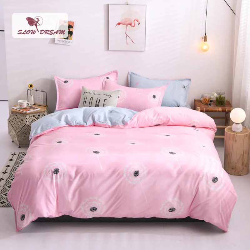 Модный комплект постельных принадлежностей с принтом одуванчика цвет РОЗОВЫЙ