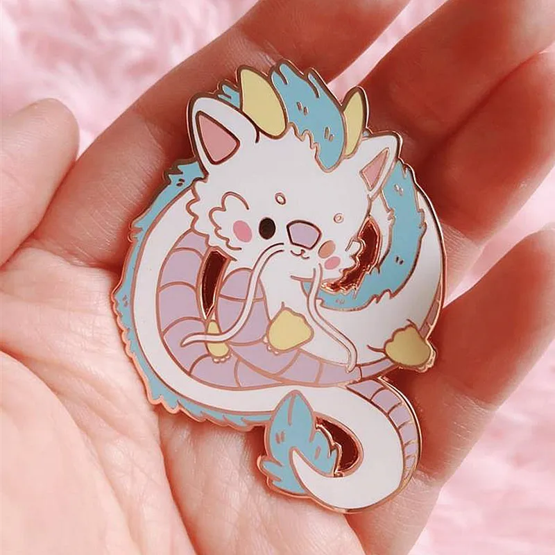 Kawaii Мультфильм Аниме Haku дракон Брошь заколки эмаль металлические значки лацкан