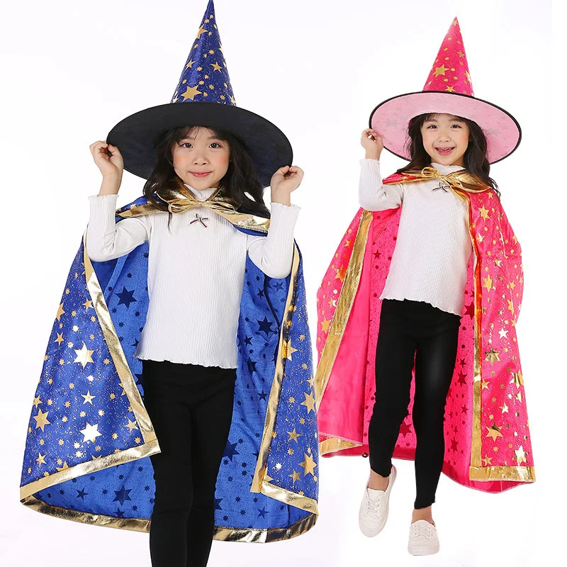 Halloween Christmas Witch Wizard Cloak with Hat Cosplay Set Costumes Party Clothes for Kids Children Girls Boys IK88 |