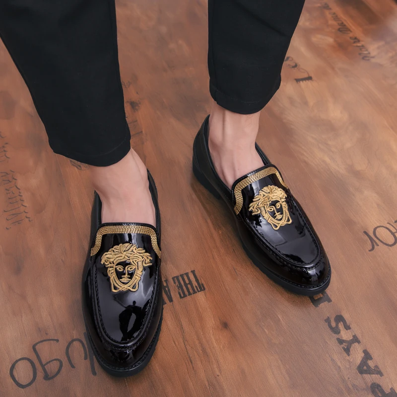 

Men's shoes Leather Embossing Classic Fashion Luxury men shoes Wear-resistant Non slip Mans footwear Anti-slip Black shoes