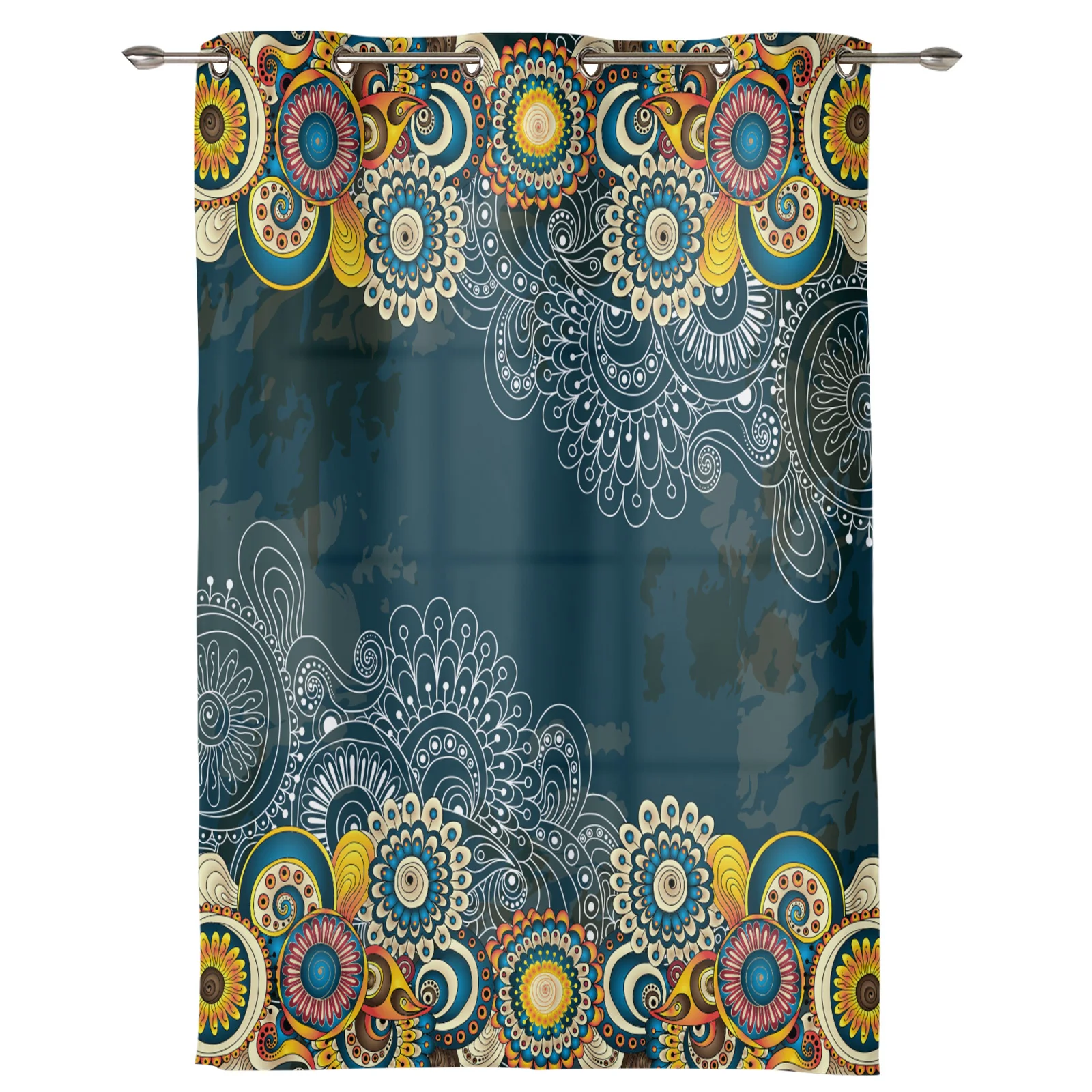 Индийские этнические ретро цветочные синие светонепроницаемые шторы Детские