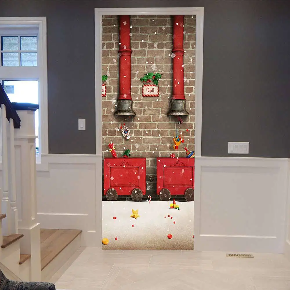 

3D Creative Door Stickers Self-adhesive Paper Decoration Bedroom Living Room Wall Stickers Door Stickers Poster Home Decor