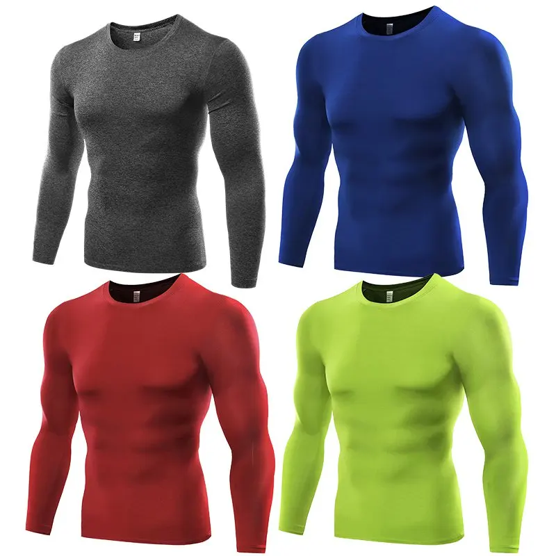 1PC Mens Compression Under Base Layer Top Long Sleeve Tights Sports Quick Dry Rashgard Running T-shirt Sportswear