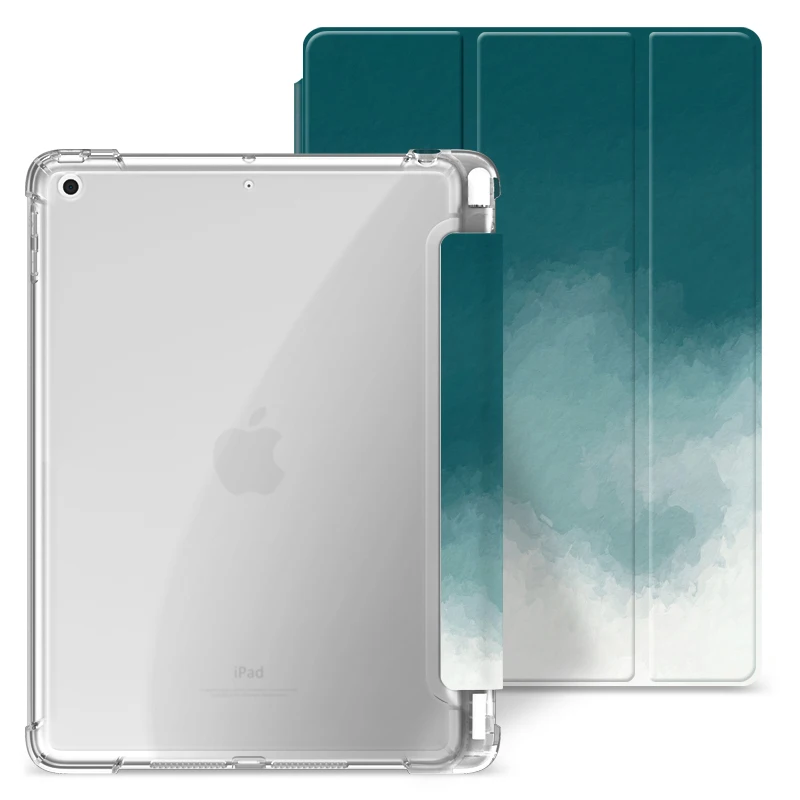 

Умный чехол Trifold для iPad 10,2 10,9 Pro 11 9,7 2020 2019 2018, прозрачная задняя крышка для iPad Air 4 Mini 5 с держателем для карандашей