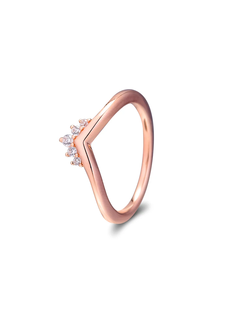 

Rose Tiara Wishbone Rings 100% 925 Sterling-Silver-Jewelry Free Shipping