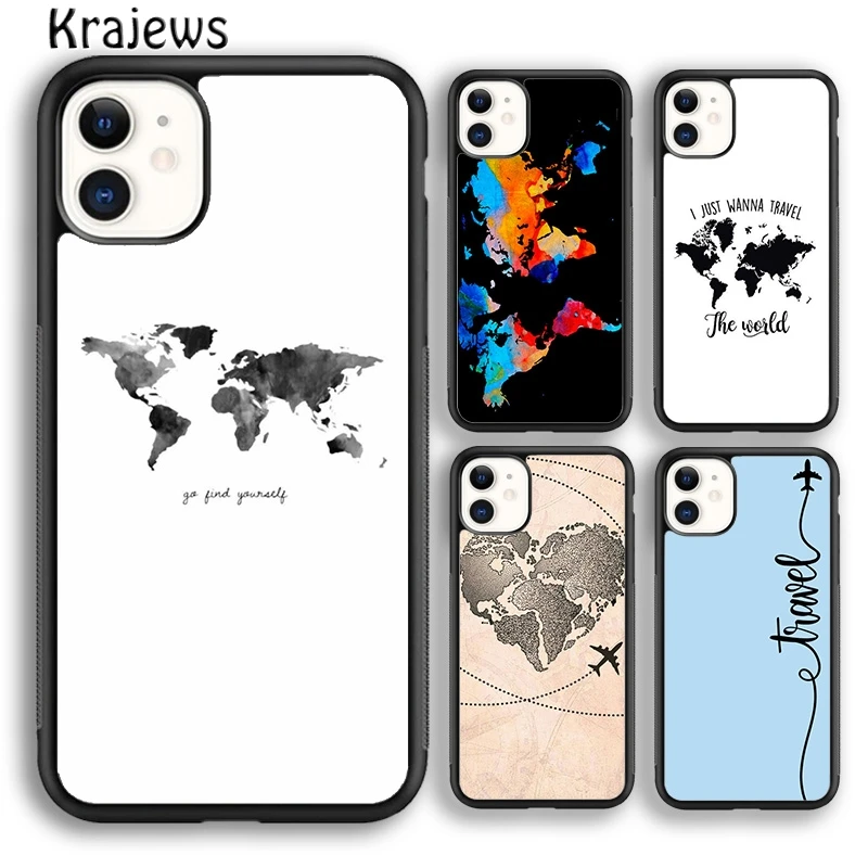 Чехол для телефона с изображением карты мира iPhone 5 SE 6s 7 8 plus X XR XS 11 12 pro max Samsung Galaxy S8 S9