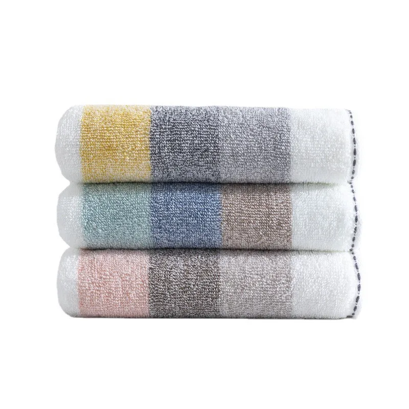 

1Pc 100% Cotton Candy Color Rainbow Striped Bathroom Absorbent Adult Men Women Hand Towel 34x74cm