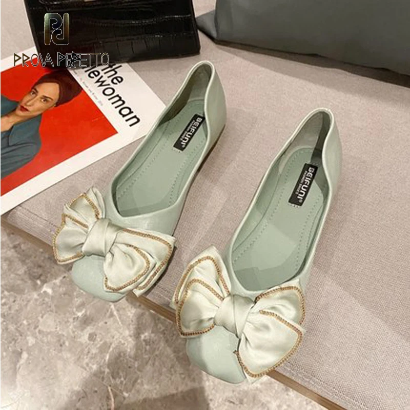 

Retro Silk Bowknot Square Toe Flat Shallow Mouth Single Shoes Spring and Summer Gentle and Sweet Ladies Style Pumps Shoes