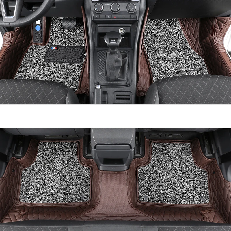 brown 2 Lsrtw2017 кожаный автомобильный салон автомобиля коврик для ног коврик для Skoda Karoq ковер аксессуары - Название цвета: brown 2