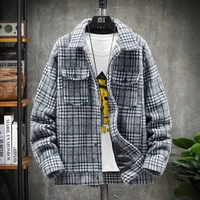 fallwinter mens fashion casual jacket 2021 new mens lapel slim woolen plaid jacket korean cropped top coats male size s 4xl